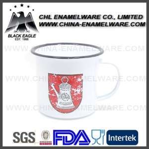 Food Grade Certified Solid Color Rolled Rim Enamel Milk Cup